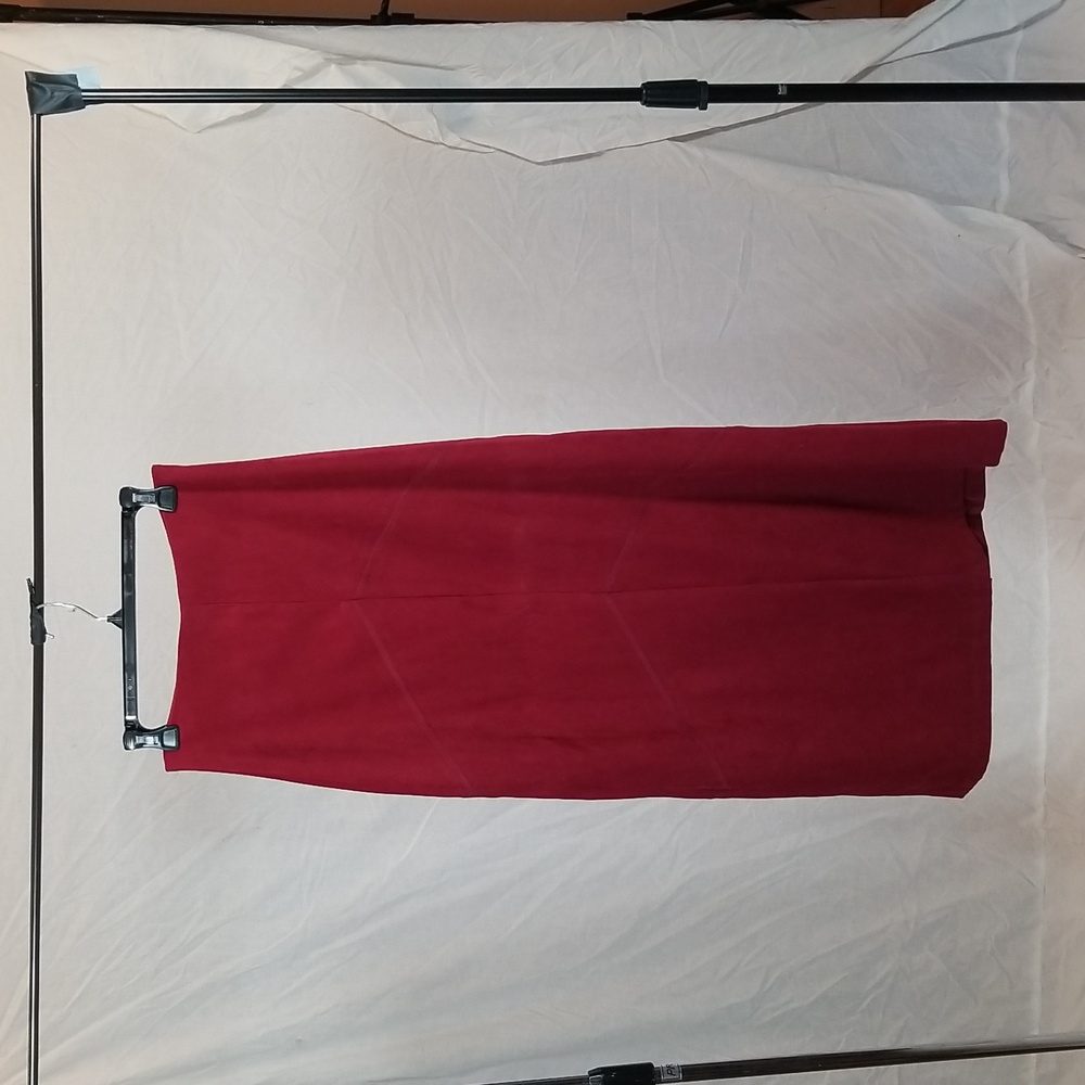 Red faux suede skirt